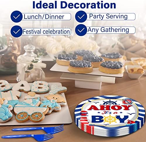 Nautical Themed Baby Shower Plates and Napkins Set
