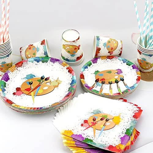 LSJDEER Paint Party Tableware Set for 20 Guests