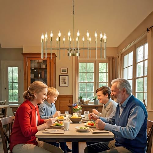 Gold 24 Light Modern Farmhouse Chandelier for High Ceilings