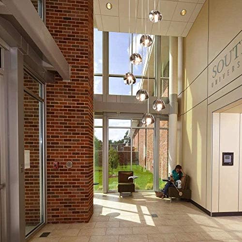 Crystal Chandelier Modern Pendant Light LED Raindrop Ceiling Light 7 Lights Round