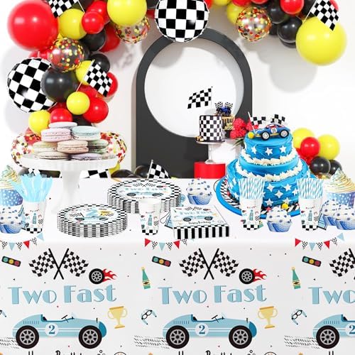 Race Car Party Tableware Set for 2nd Birthday