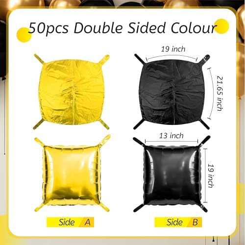 50PCS Black Gold Mylar Balloon Decor Kit