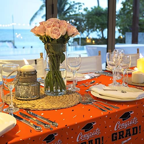 Graduation Party Decorations Orange Tablecover 3pcs 54x108