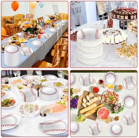 OBUSATT 200 Pcs Baseball Decor Paper Plates Set
