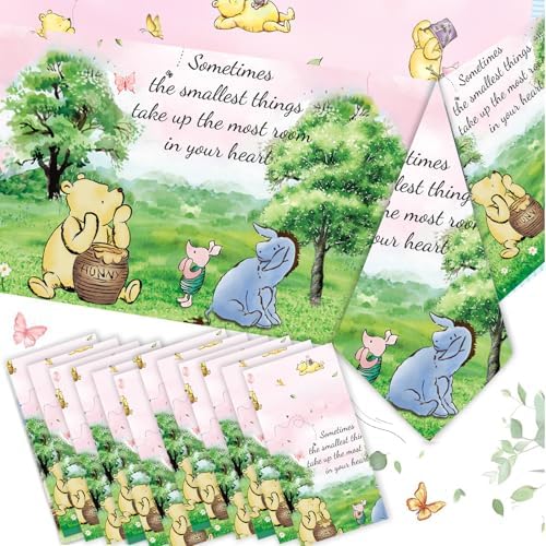12PCS Pink Winnie Bear Tablecloth Baby Shower Decor