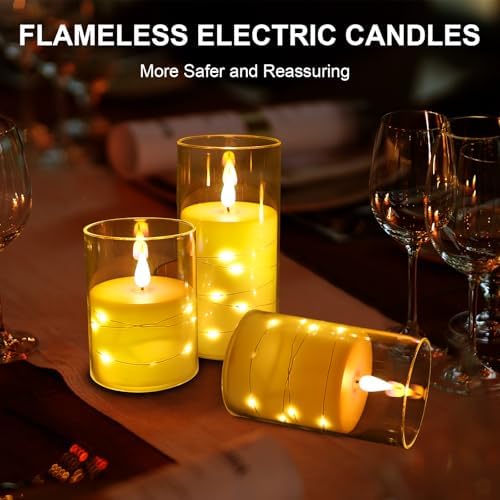 ZenLuGo Flameless Candles with Remote and Star String Lights