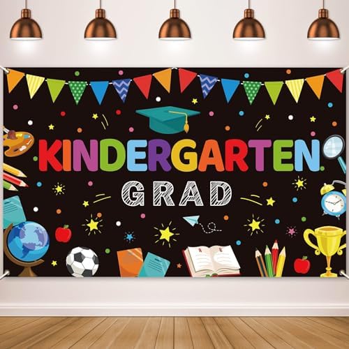 Kindergarten Graduation Party Backdrop Banner for Kids