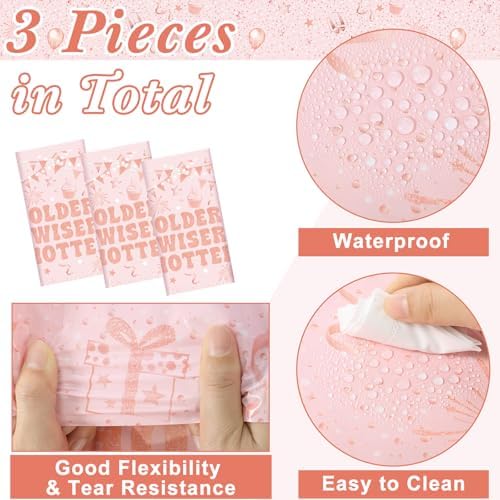 Oudain 3 Pcs Rose Gold Birthday Tablecloths