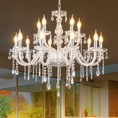 MALOSA 15 Light Crystal Chandelier for High Ceilings
