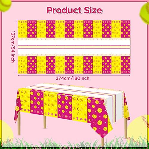 Rumia 3 Pcs Softball Tablecloth for Birthday Party