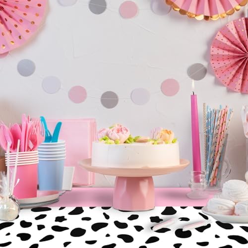 3 Pack Pink Cow Tablecloth for Birthday Party Decor