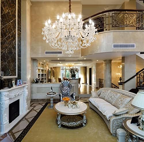 Durahonn 15 Light Crystal Chandelier with Clear Glass Dome