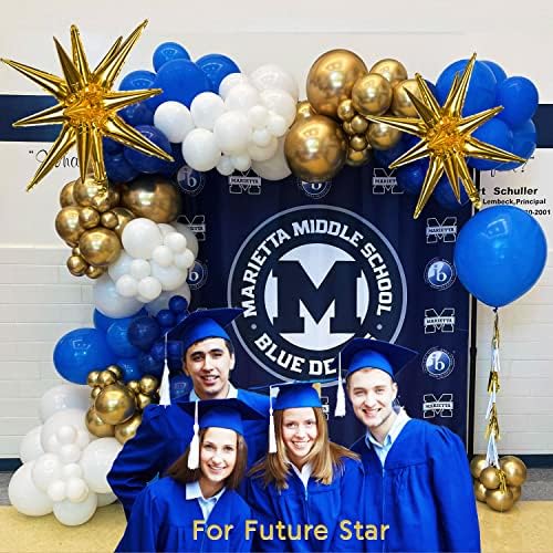 Royal Blue and Gold Balloon Garland Arch Kit 156Pcs