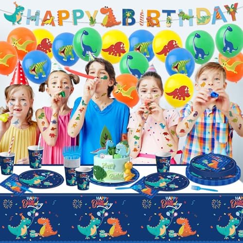 108PCS Dino Party Supplies Set for 16 Guests