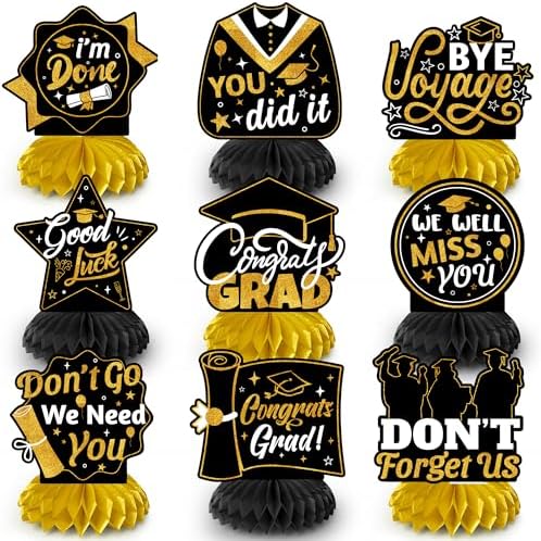 Graduation Honeycomb Decorations 9pcs Set