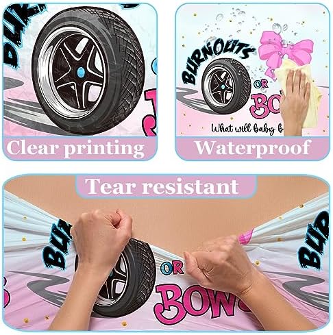 3pcs Burnouts or Bows Gender Reveal Tablecloths