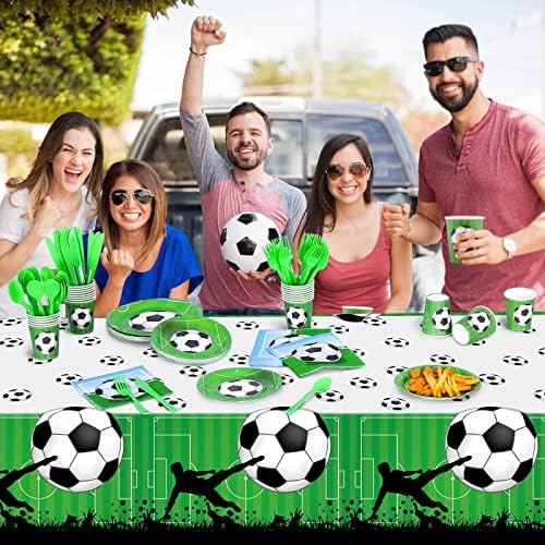 ADXCO 169 Piece Soccer Party Tableware Set for 24 Guests
