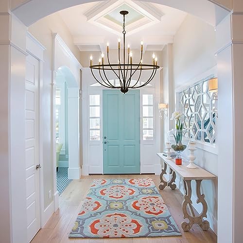 Modern Farmhouse Chandelier 12 Lights Black Gold Dining Room Ceiling Light