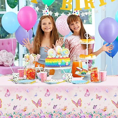 3pc Pink Butterfly Tablecloth Birthday Party