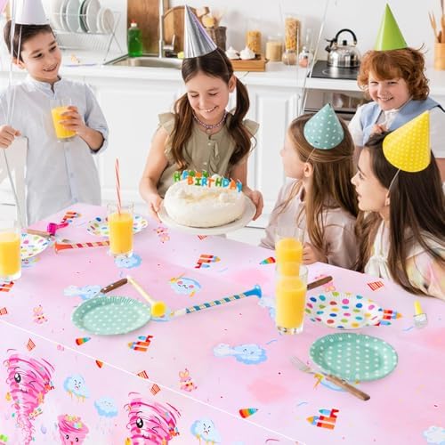 PHOGARY 2 PCS Tornado Birthday Tablecloths for Girl