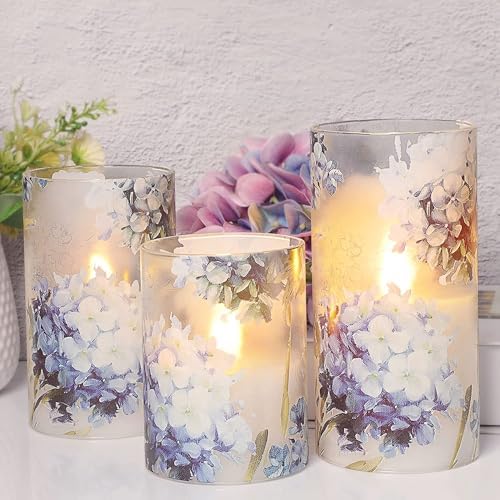 Floral Flameless Candles with Remote Control Decor