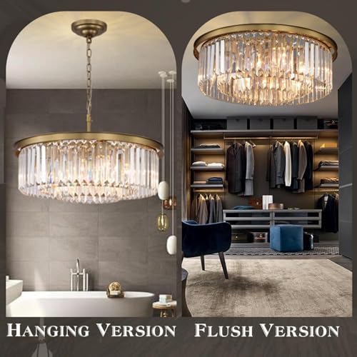 Crystal Chandelier 8-Lights 3-Tier Gold Pendant Light
