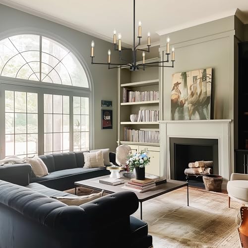KSANA 9-Light Black Gold Chandelier with Modern Design