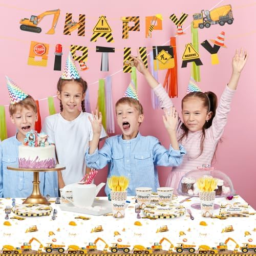 122Pcs Construction Birthday Party Set for 24 Guests