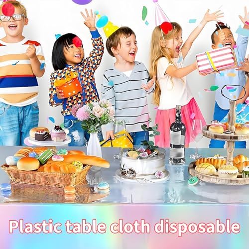 Iridescent Pink Tablecloths - Shiny Holographic Disposable Party Covers