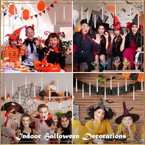 Floating Candles with Magic Wand Remote and Realistic Halloween Plastic Spiders