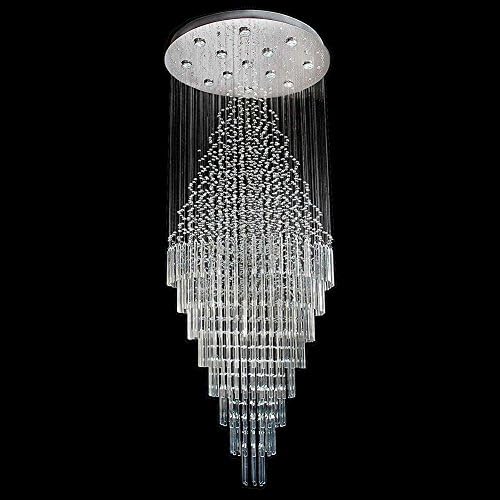 Modern Crystal Chandelier for High Ceiling Foyer Entryway