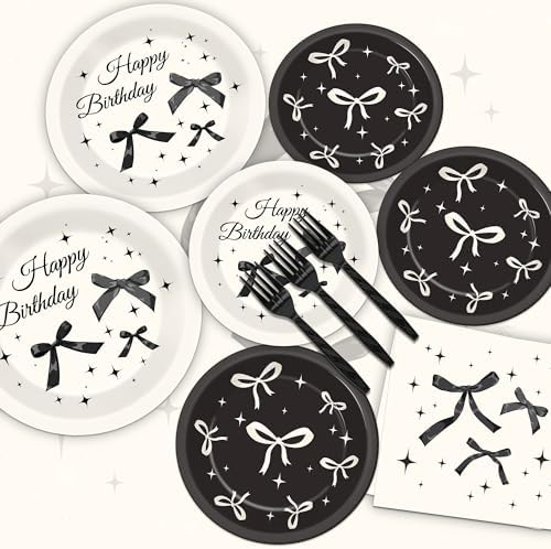 100 Pcs Black Bow Party Decorations Set