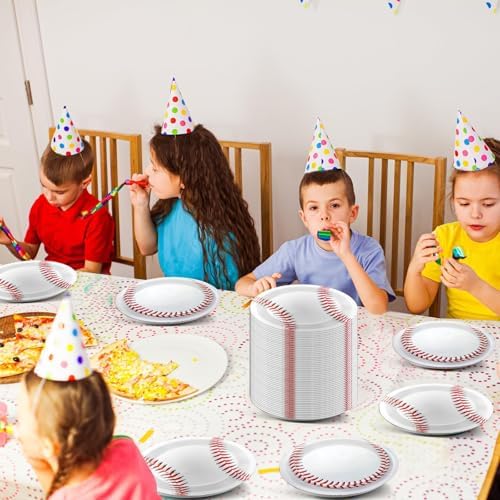 OBUSATT 200 Pcs Baseball Decor Paper Plates Set