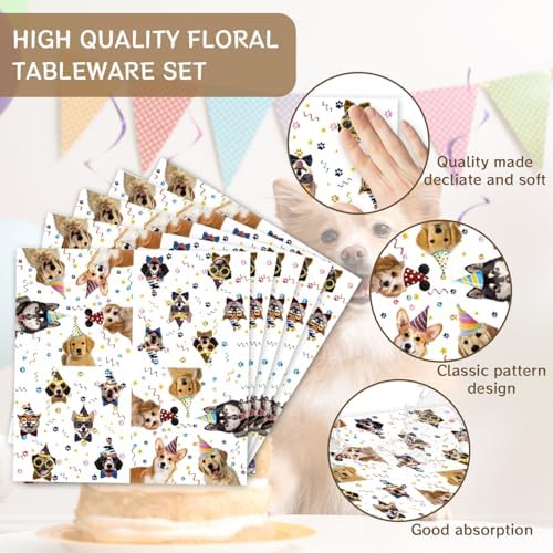 Egami 40pcs Pet Dog Birthday Party Supplies Plates Napkins