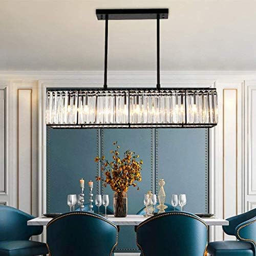 Siljoy Modern Rectangular Crystal Chandelier 5 Lights