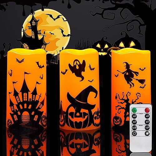 Homemory Halloween Candles Set of 3 with Remote Control