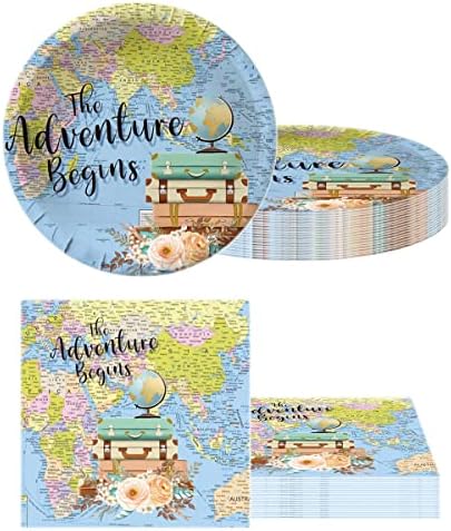 Adventure World Awaits Map Plates and Napkins Set