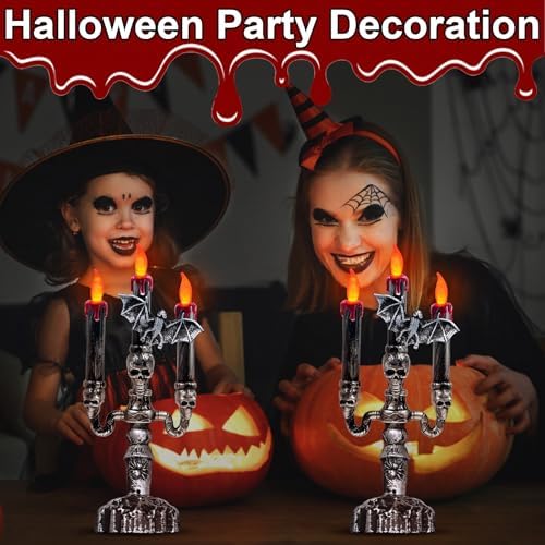 TURNMEON 2 Pack LED Halloween Candles with Bat Decor