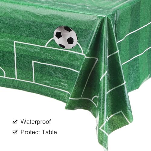 MECCANIXITY Soccer Tablecloth Set 2pcs 51x87 Inch Black White Green
