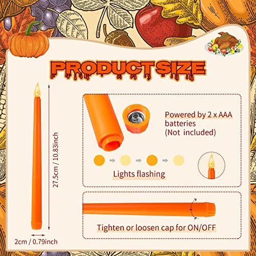 Honoson 4 Piece Halloween LED Taper Candle Set
