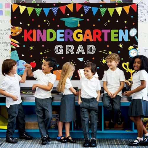 Kindergarten Graduation Party Backdrop Banner for Kids