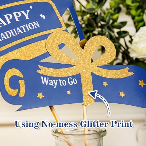 ORIENTAL CHERRY Graduation Centerpieces 30 Pack Blue Gold Decorations