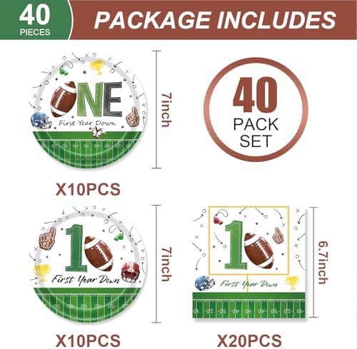 40Pcs Football Themed Birthday Tableware Set