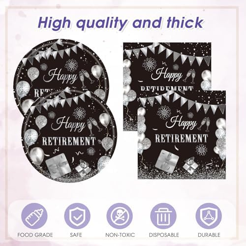 41PCS Happy Retirement Party Decorations Plates Set