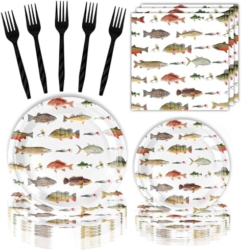 Fishing Party Decorations Set 96 Pcs for 24 Guests