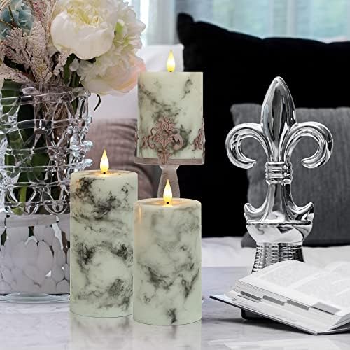 Yongmao Flameless Candles LED Real Wax 3D Wick Pillar with Remote Control