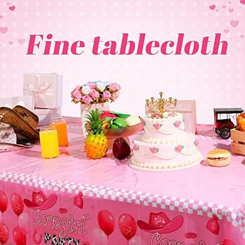 HyDren 3 Pcs Pink Cowgirl Tablecloth 54x108 Inch Party Decor