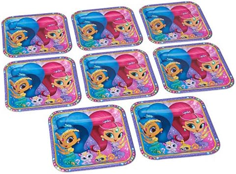 Shimmer Shine Square Paper Plates 9 Inch Pack of 8
