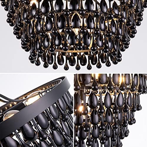 Wellmet Black Crystal Chandelier 6 Light