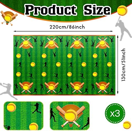 Patelai Softball Tablecloths 86 x 51 Inch 3 Pack